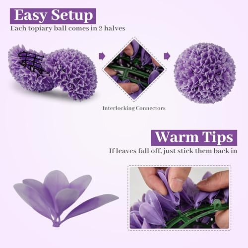 Goplus 11 Inch Artificial Topiary Balls Purple Set of 2