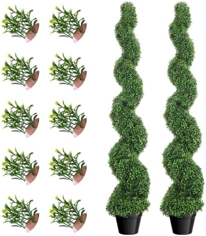 5 Ft Artificial Boxwood Spiral Topiary Trees 2 Pcs