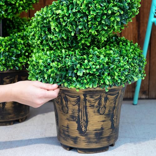 2-Pack Faux Boxwood Spiral Topiary Trees 3ft Tall