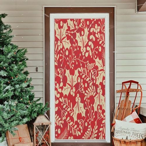 Susiyo Holly Leaves Berries Halloween Door Cover