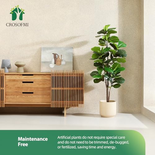 CROSOFMI Artificial Fiddle Leaf Fig Tree 65 Inch 2 Pack
