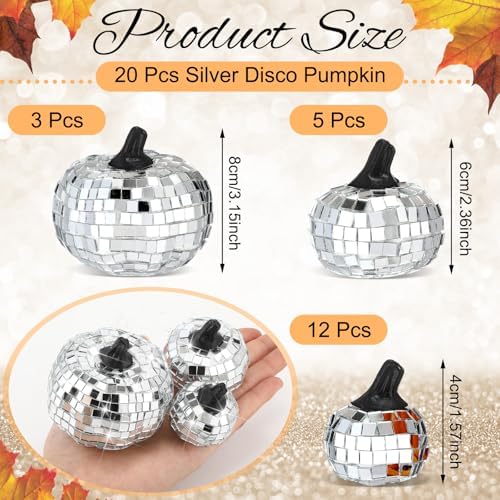 Geelin 20 Pcs Silver Disco Pumpkins Decor