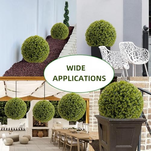17 Inch Artificial Topiary Balls Set of 2 for Outdoor