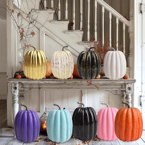8 Inch Large Plastic Pumpkins for Fall Decor