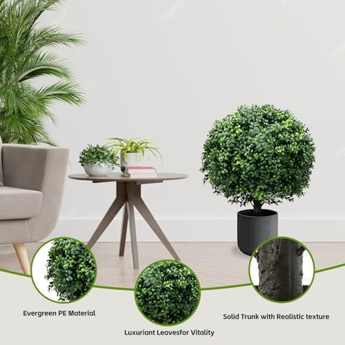 30 Inch Artificial Topiary Boxwood Ball Trees Set of Two