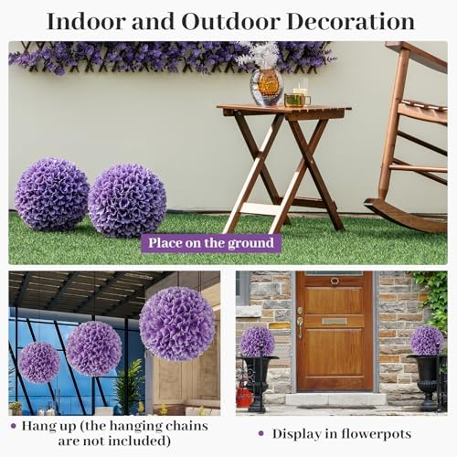 Goplus 11 Inch Artificial Topiary Balls Purple Set of 2
