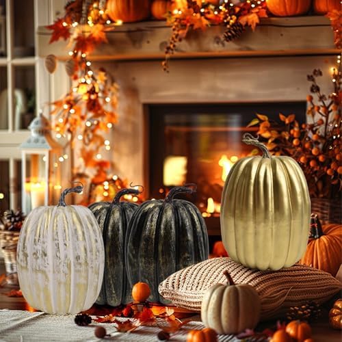 8 Inch Large Plastic Pumpkins for Fall Decor