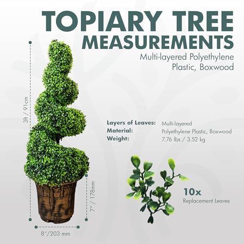 2-Pack Faux Boxwood Spiral Topiary Trees 3ft Tall