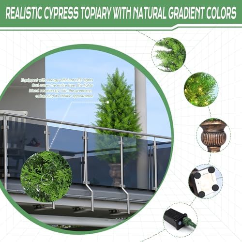 Gfilay 4FT Pre Lit Topiary Tree with LED Lights