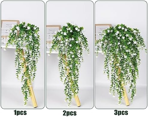 RECUTMS Artificial Hanging Plants White Set of 3