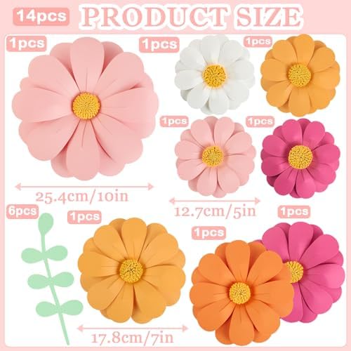 Homarkable 3D Paper Flowers Wall Decor Set
