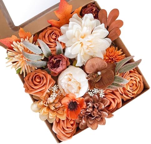 Akker Burnt Orange Artificial Wedding Flowers Combo Set