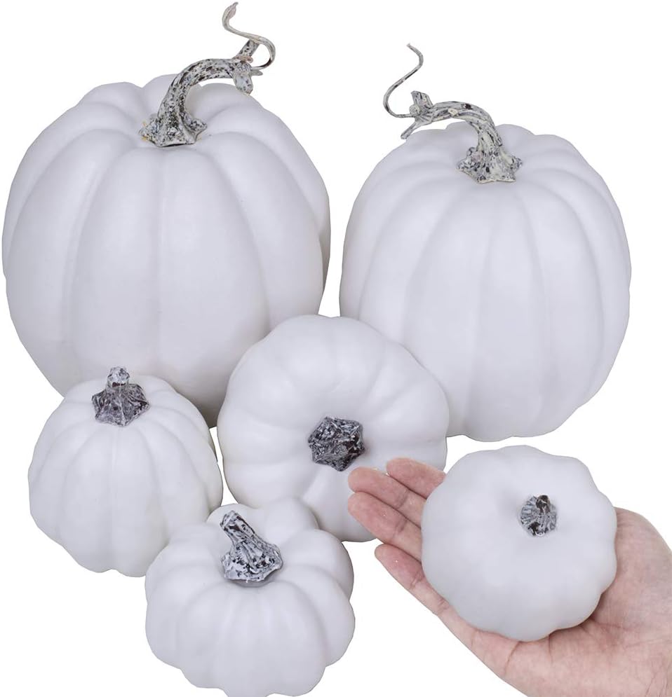 Artificial White Pumpkins 12 Pcs Assorted Sizes