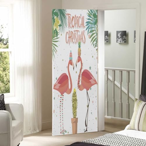 Susiyo Tropical Tree Flamingo Door Cover 35x79 Inch 1
