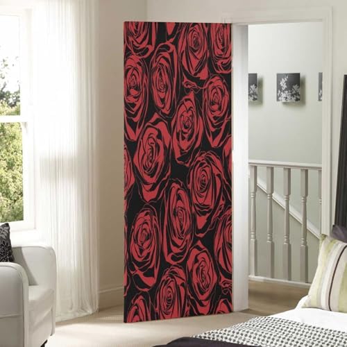 Susiyo Red Floral Halloween Door Cover 32x79 in