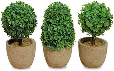 WHW Realistic Faux Boxwood Topiaries Set of 3