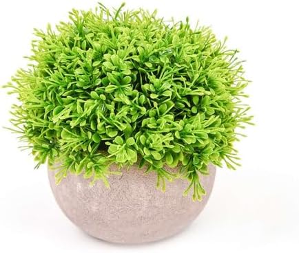 2 Pack Artificial Boxwood Topiaries in Gray Pots 5 Inch