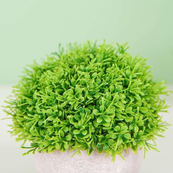 2 Pack Artificial Boxwood Topiaries in Gray Pots 5 Inch