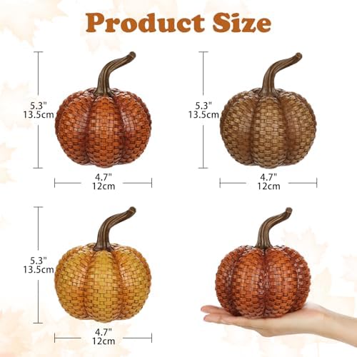 Hollyone Fall Resin Pumpkins Decor 3PCS