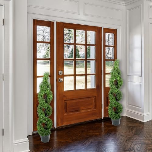 Admired By Nature 5 Foot Artificial Boxwood Topiary Tree with Spiral Design