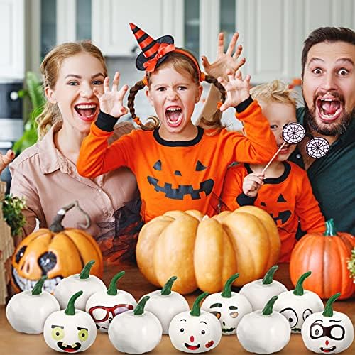 Sumind 24 Pcs Halloween White Artificial Pumpkins Decor