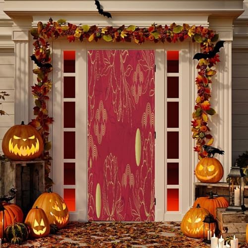 Susiyo Halloween Red Flower Door Cover 32x79 in