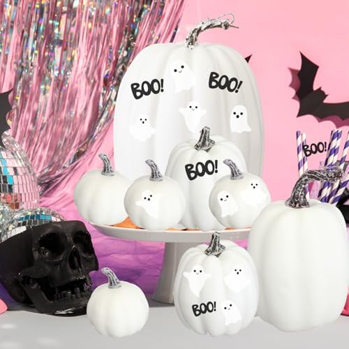 Chunful 8 Pcs Assorted Foam Pumpkins with Paint Set