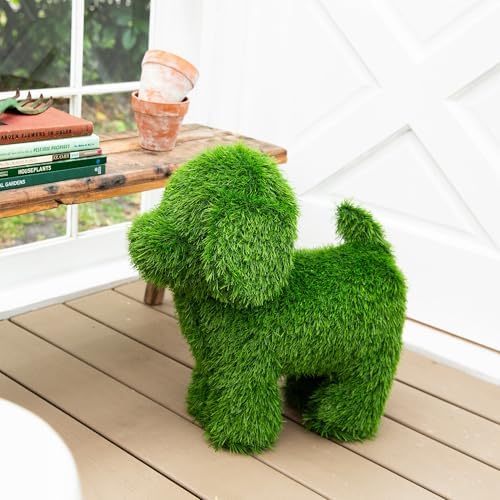 Nearly Natural 18in UV Resistant Artificial Grass Topiary Dog
