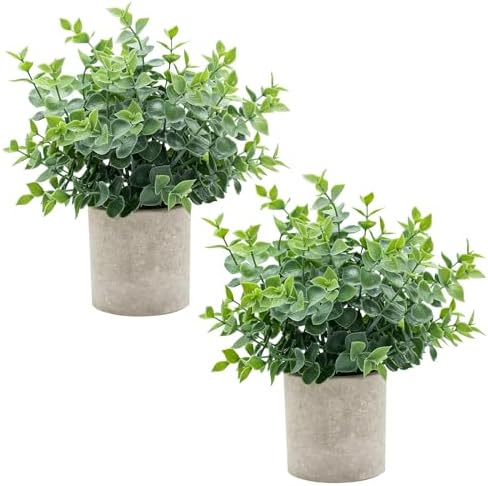 2 Pack Small Artificial Eucalyptus Plants for Home Decor