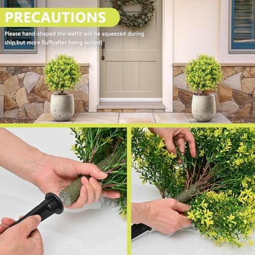 28 Inch Artificial Boxwood Topiary Tree Yellow