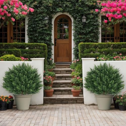 275 Inch Artificial Boxwood Topiary Trees 2 Pack UV Resistant Fake Evergreen