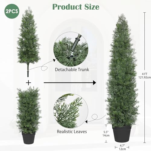 Briful Set of 2 Artificial Cedar Trees 4FT Tall