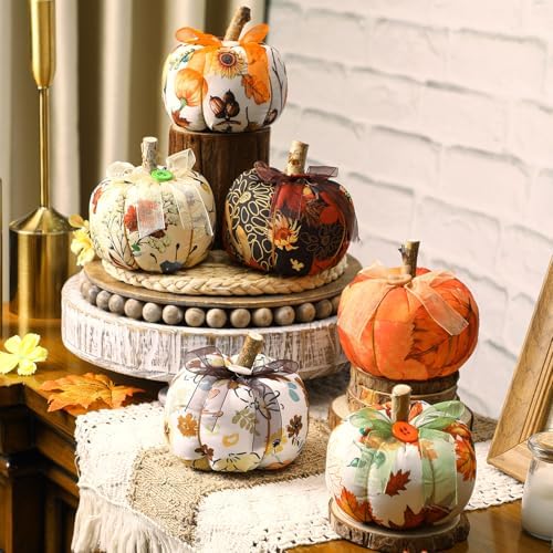 Chunful 6PCS Artificial Pumpkins Fall Decor Set