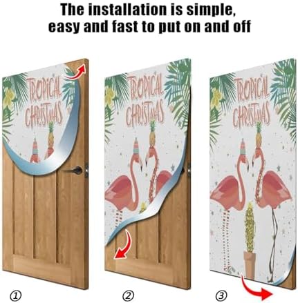 Susiyo Tropical Tree Flamingo Door Cover 35x79 Inch 1