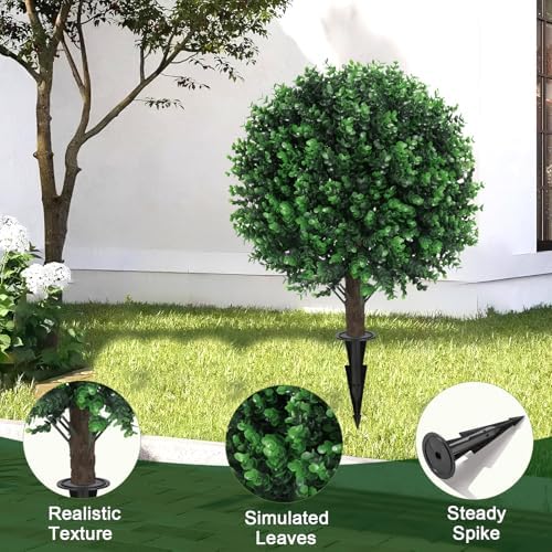 Artificial Boxwood Topiary Ball Set of 2 with Spike UV Resistant