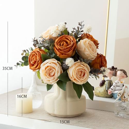 NAWEIDA Silk Roses Artificial Flowers in Vase
