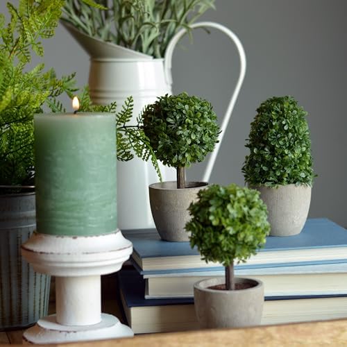 WHW Realistic Faux Boxwood Topiaries Set of 3