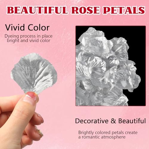 1000PCS Silver Silk Rose Petals for Valentine Wedding Decorations