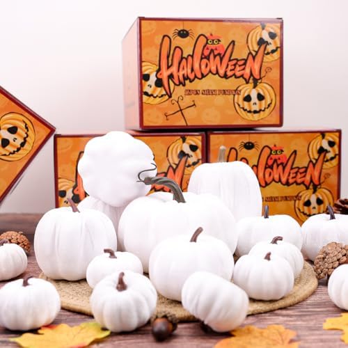 16pcs Artificial Velvet Pumpkin Set for Fall Decor