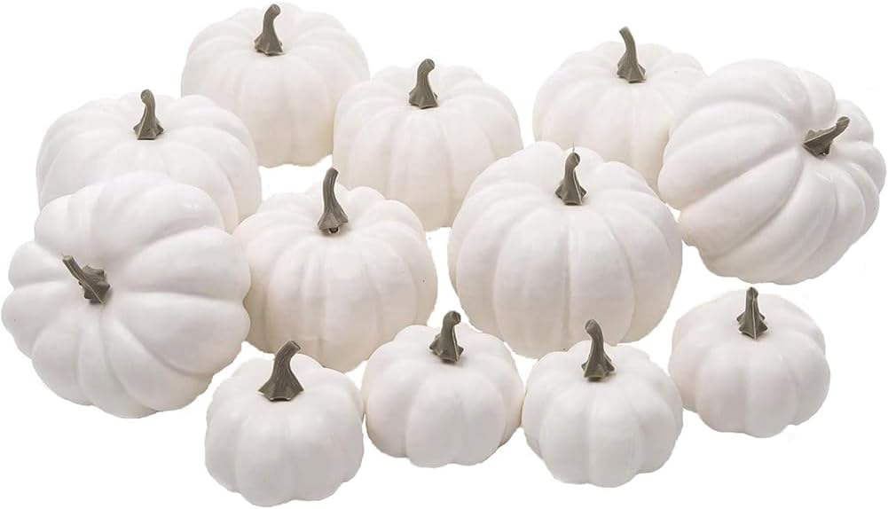 WESAPPINC Artificial Pumpkins 12PCS White Fall Decor