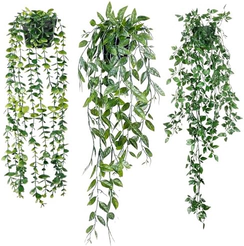 Sggvecsy 3 Pack Artificial Hanging Plants for Home Decor