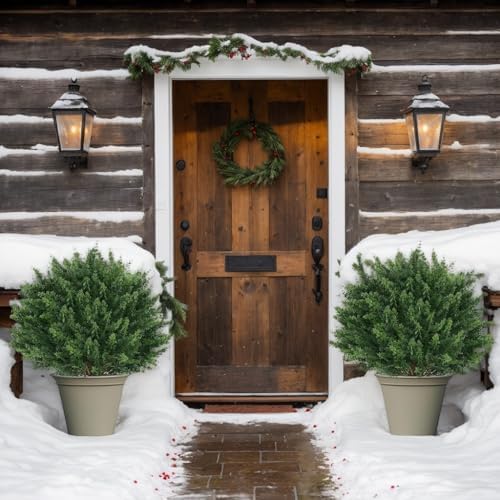 275 Inch Artificial Boxwood Topiary Trees 2 Pack UV Resistant Fake Evergreen
