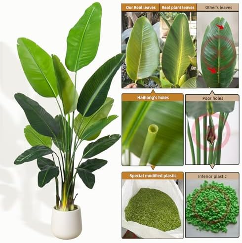 6FT Bird of Paradise Artificial Plants with White Planter