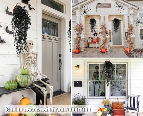 Black Artificial Hanging Plants 3-Pack UV Resistant