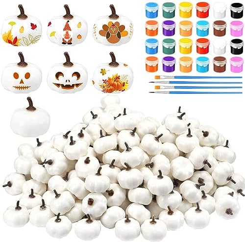 Thyle DIY Mini White Foam Pumpkins 200 Pcs Fall Decor