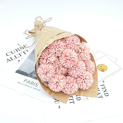 HoYuanFlo Light Pink Artificial Chrysanthemum Bouquet 10pcs
