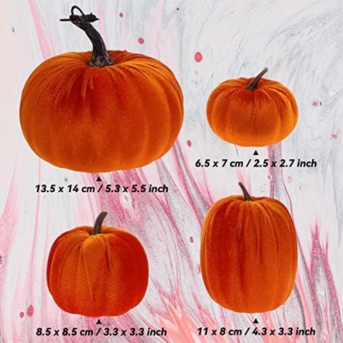 8pcs Artificial Velvet Pumpkin Halloween Decoration Set