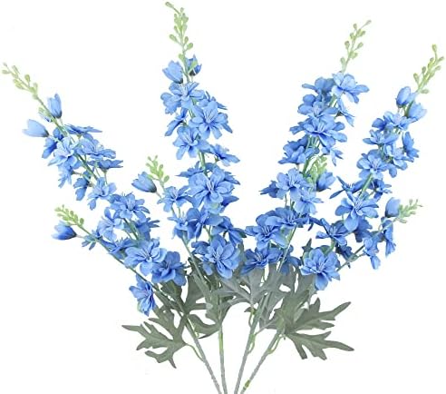 FERIAL Blue Silk Larkspur Artificial Flowers 4pcs