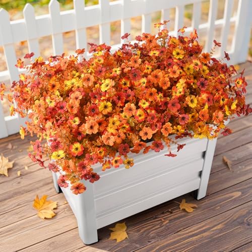 Hommyea Artificial Fall Flowers 12 Bundles 4 Colors