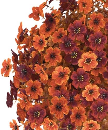 YUGYUM Set of 2 Fall Artificial Mums Flowers Boxwood Topiary